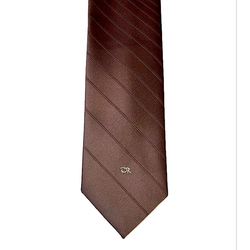 Oscar de la Renta vintage retro polyester tie, diagonal barcode stripe, 70s 80s